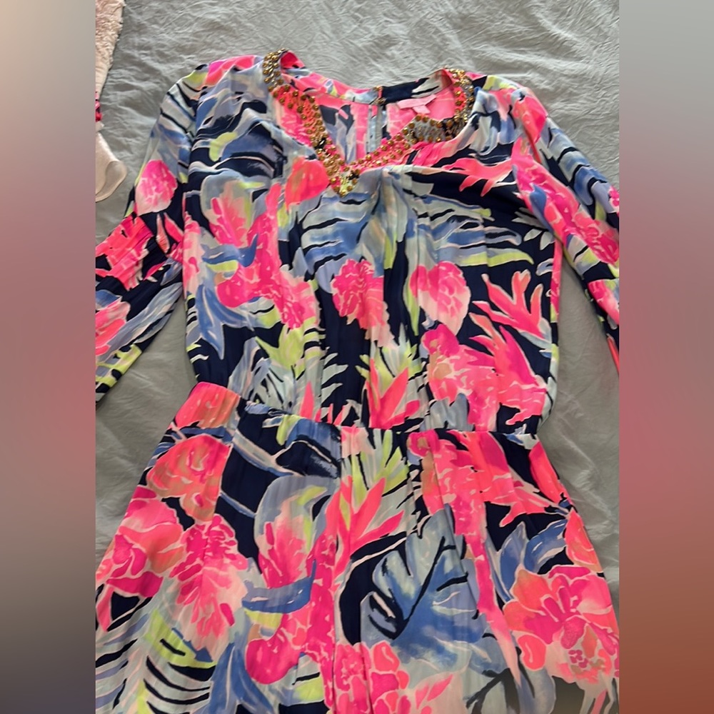 Lilly Pulitzer romper with gold accents